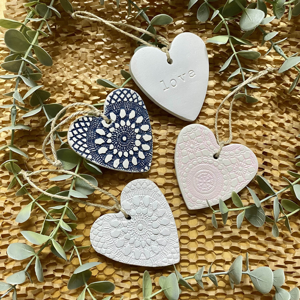 One Tribe Village Homewares Pink clay heart tag