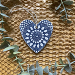 One Tribe Village Homewares Navy clay heart tag