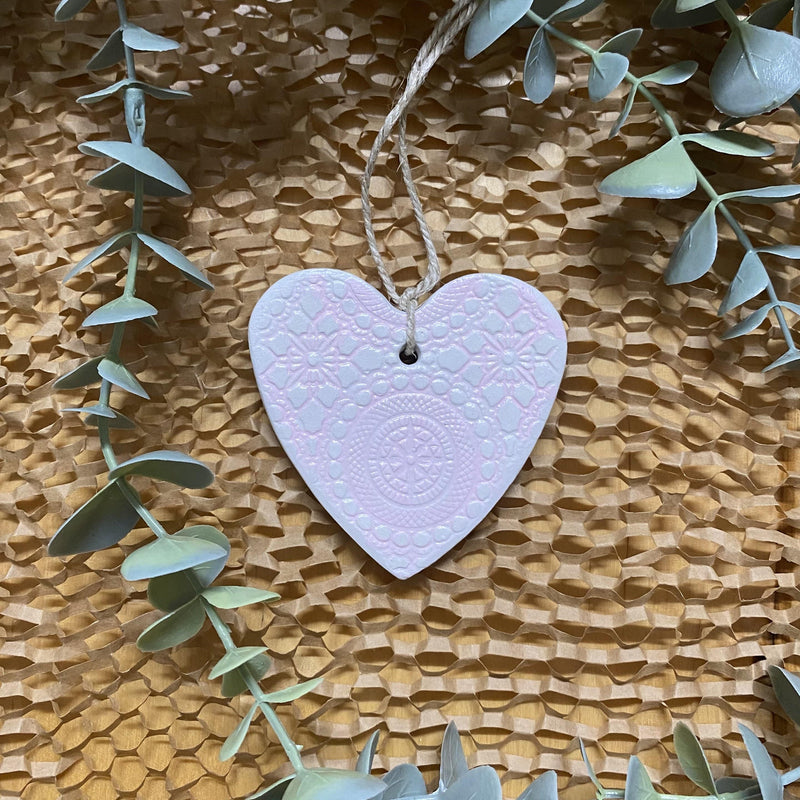 One Tribe Village Homewares Pink clay heart tag