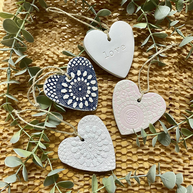 One Tribe Village Homewares Pink clay heart tag
